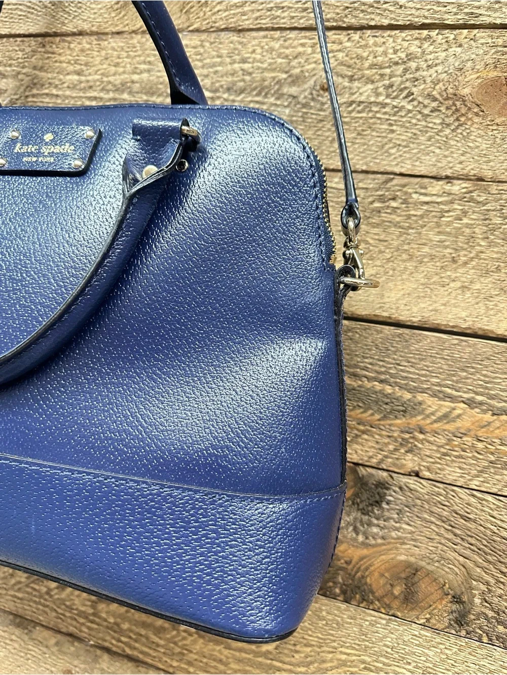 Kate Spade New York Navy Pebbled Leather Satchel Crossbody Bag 💙